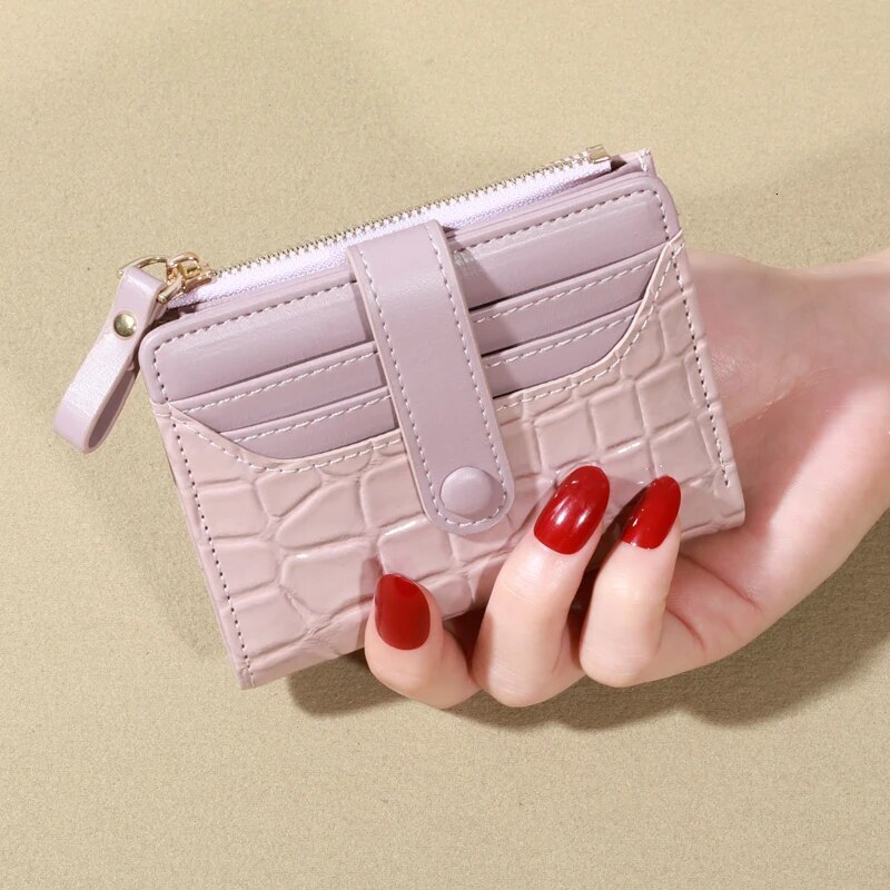 PT028,Mini Crocodile Print Clutch Wallet, Short Credit Holder, Women's Card Case & Coin Purse