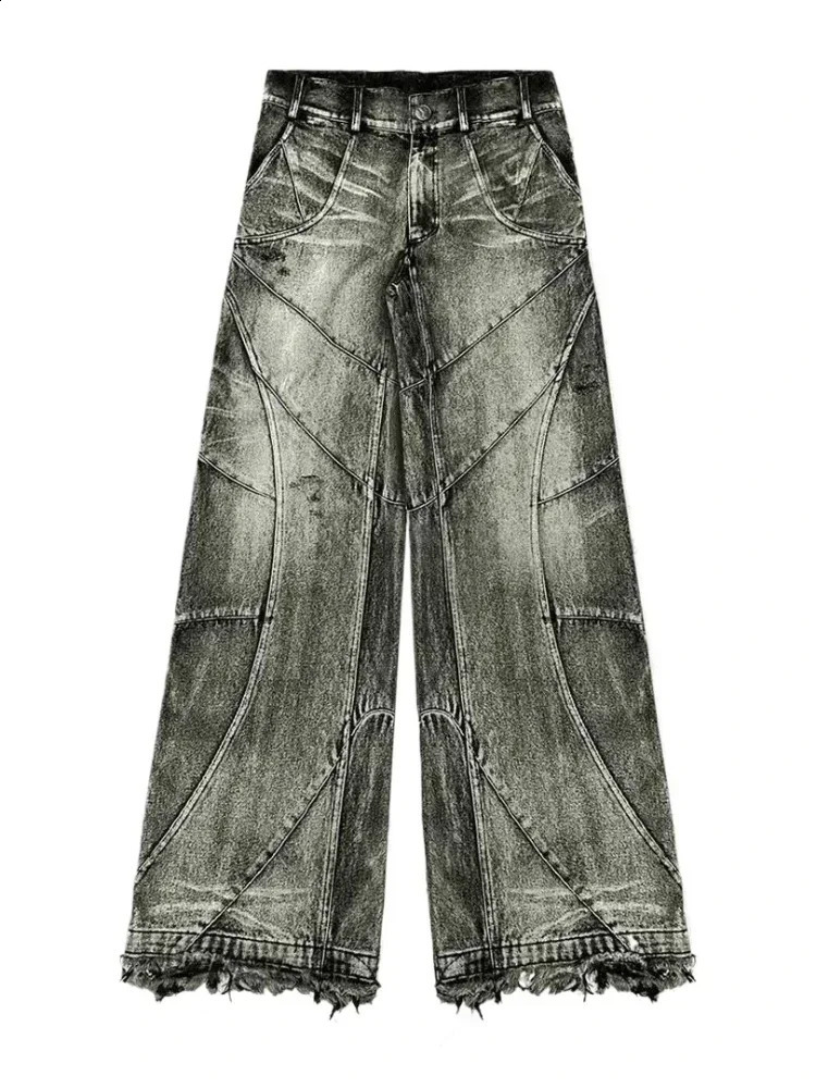 HOUZHOU Y2k Streetwear Punk Hip Hop Jeans Women Grunge Baggy Ripped Denim Trousers Gothic Vintage Distressed Wide Leg Goth 241218