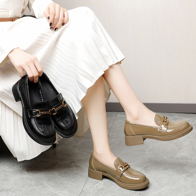 AIYUQI Loafers Women Shoes Genuine Leather British Style Ladies Shoes Slip on Large Size Women's Shoes