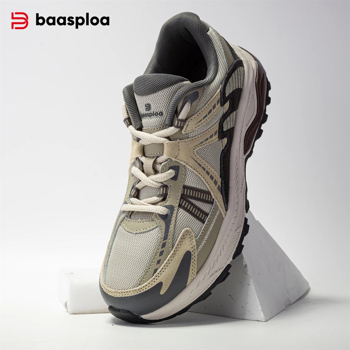 Baasploa Men Running Shoes Outdoor Casual Lightweight Breathable Sneakers Male Non-Slip Vintage Sports Shoes