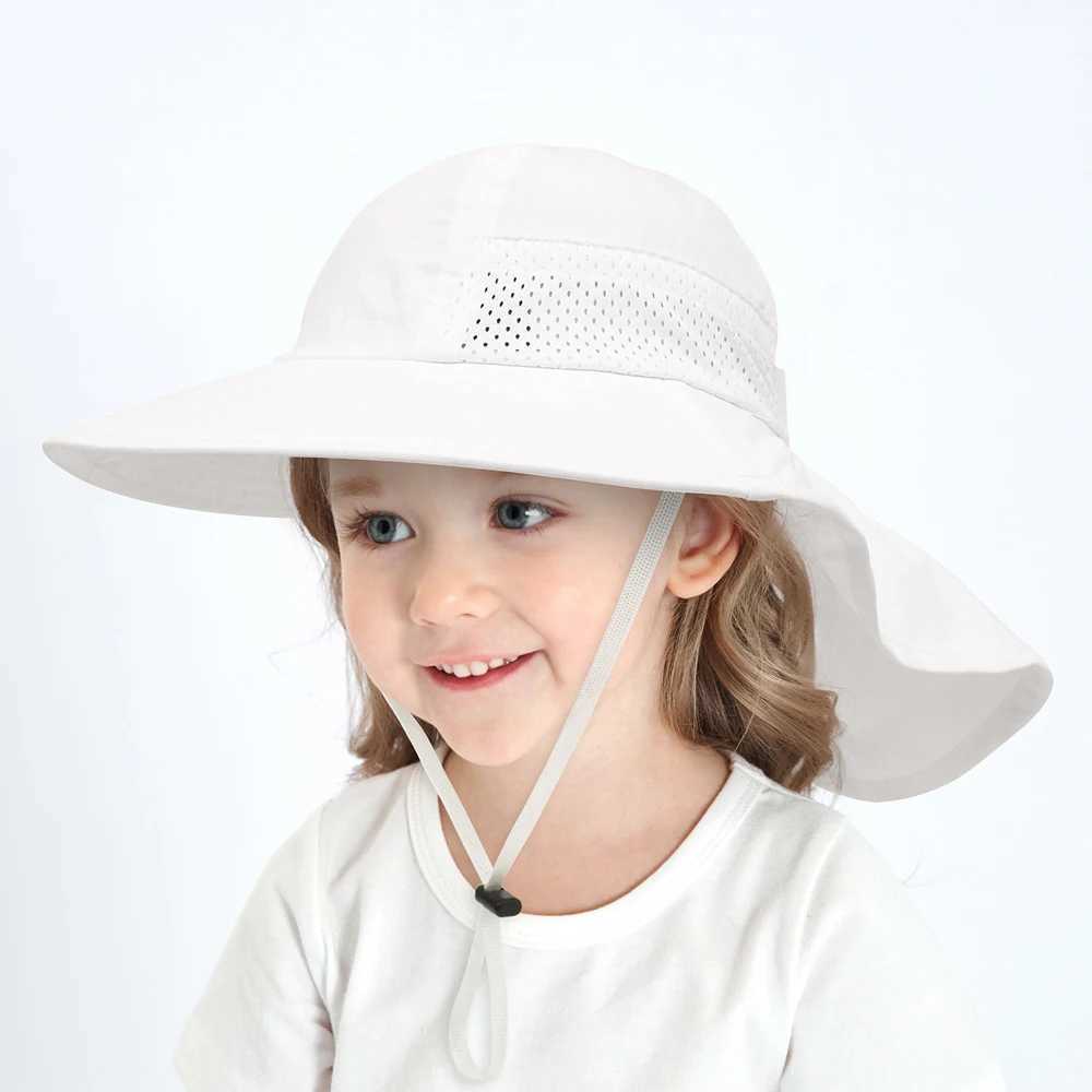 Caps Hats Baby Summer Hat Neck Protection Beach Children Sun Hat Girls Adjustable Children Panama Hat Baby Accessories 6M-6Y H241223