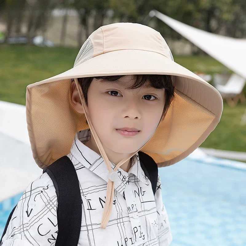 Caps Hats Childrens sun hat summer childrens outdoor collar earmuffs UV protection beach boys and girls travel flip cover H241223U56A