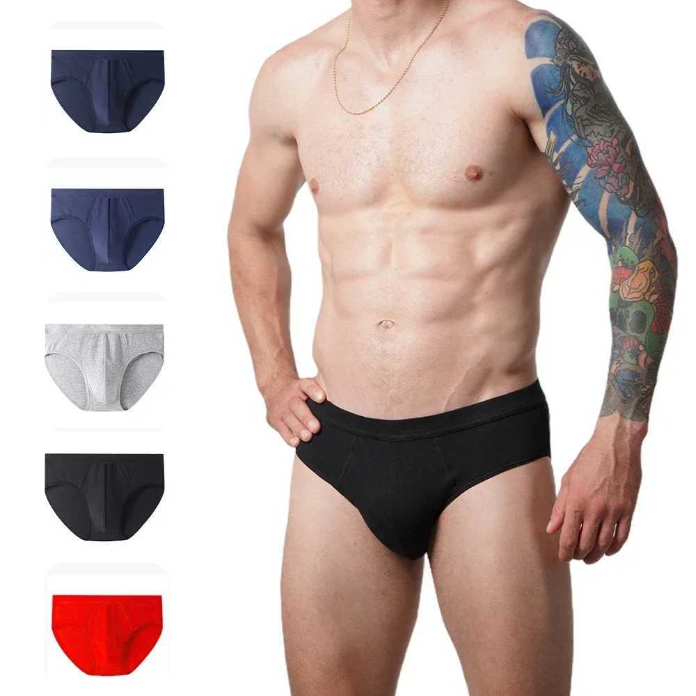 5 pieces of mens cotton underwear mens sexy underwear Plus Sze solid breathable underwear triangle underwear Para Hombres mens gift 2025 W241223