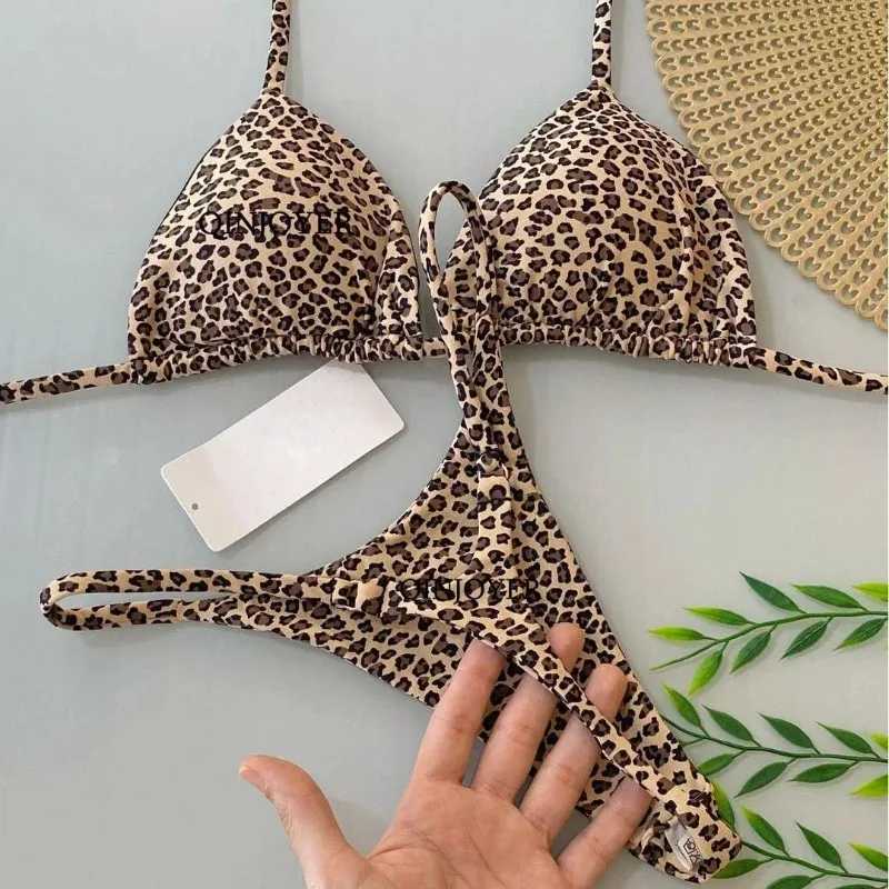 QINJOYER Swimwear Women Leopard Print Bikini Biquini Brazilian Swimwear 2 Piece Set Women Bikini String Swimming Suit Beach WearXJ241223