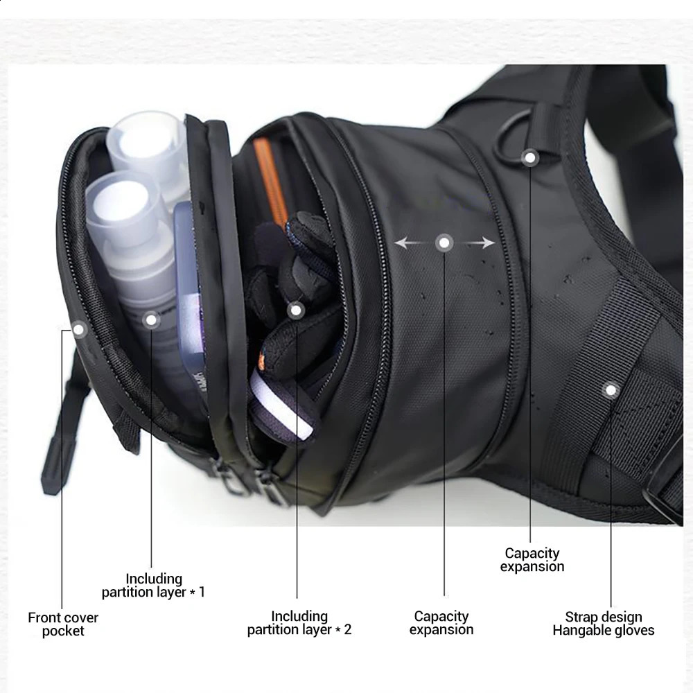 DUHAN Multi-Function Motorcycle Drop Leg Bag Hip Bum Motorcycle Bag Outdoor Waist Bag Motorbike Riding Chest Bag 241223