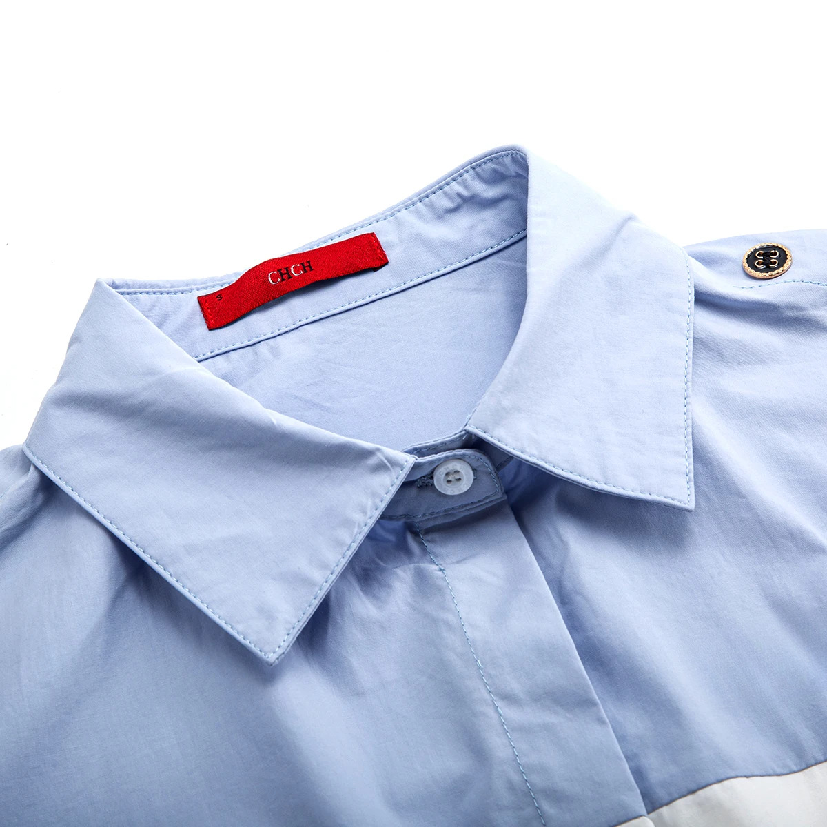 2025 New High Quality Splicing Color Contrasting Long Sleeve Business Shirt Commuter Women's Wear