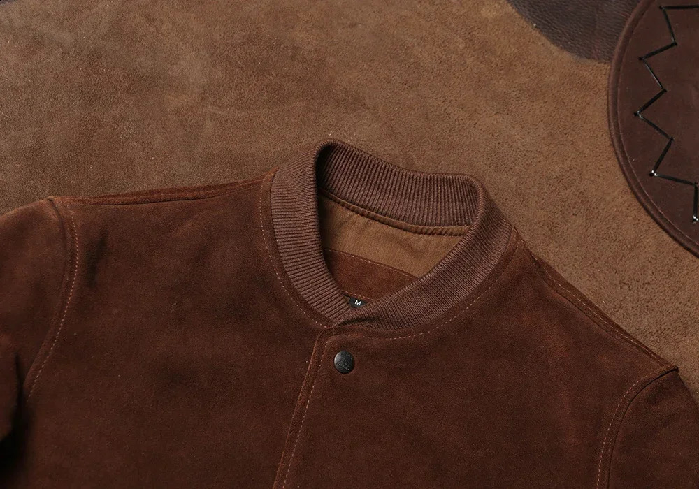 Reversed Suede Leather A1 Leather Jacket American Retro Leather Jacket Autumn and Winter Amikaki Mens Baseball Jacket 241220