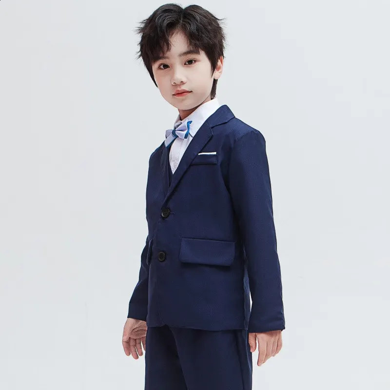 Teen Boys Blazer Jacket for Kids School Host Autumn England Style Suit Blazers Piano Performance Coat Kids Black Navy Costumes 241223