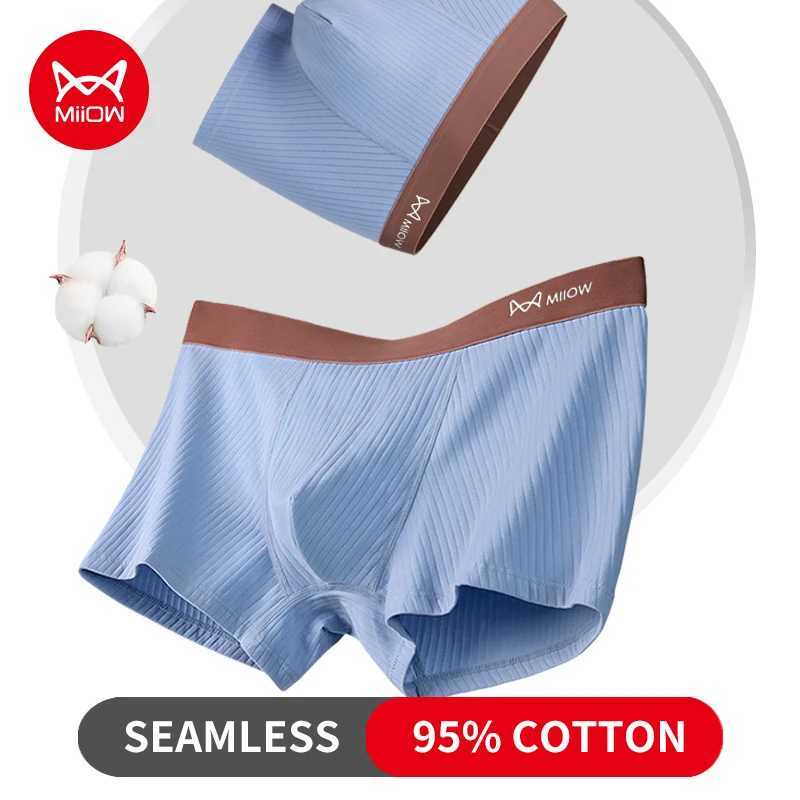 MiiOW 3-piece knitted cotton mens underwear boxing seamless sexy mens 3A antibacterial underwear mens underwear boxing W241223