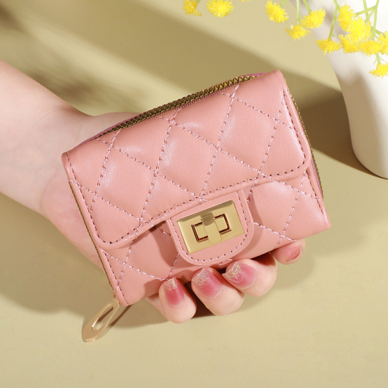 Women's Embroidered Heart Wallet, Short Multi-Function Handheld Card Holder, Sweet Zipper Coin Purse