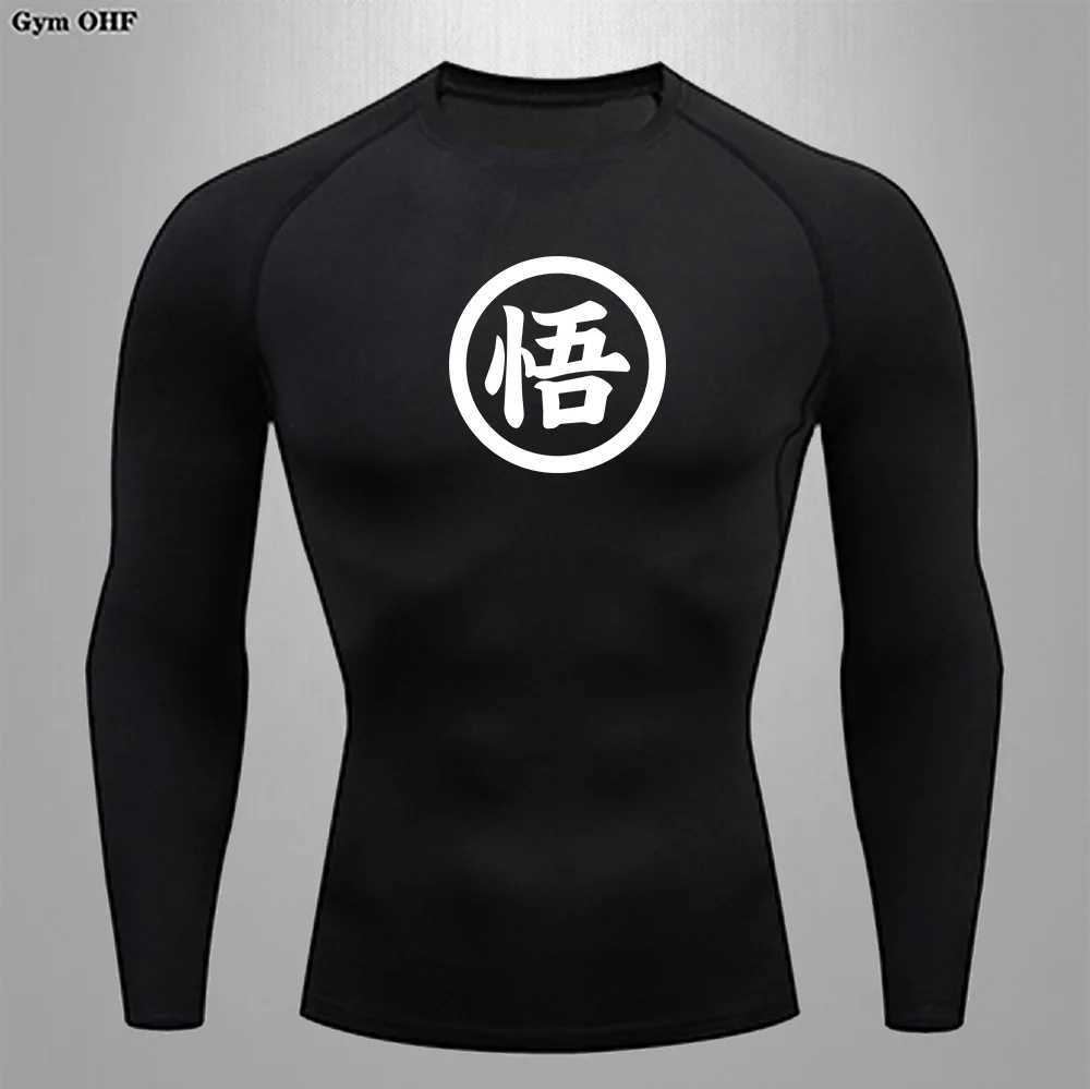 New Arrival Long sleeved Z Goku anime mens running T-shirt quick drying shirt yoga training compression T-shirt gym jogging sweatshirt Rashguard Z2412