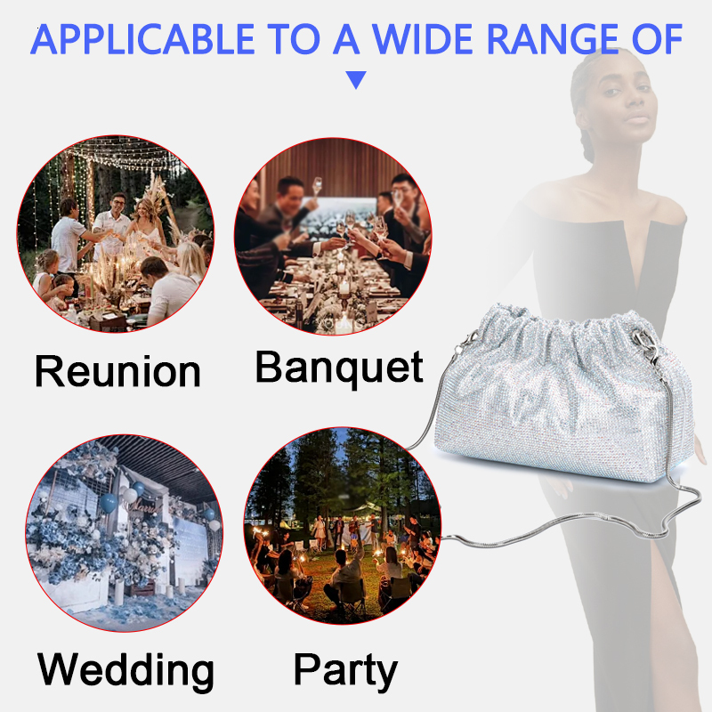 Newest Ladies Dinner Wedding Bridal Wallet Party Christmas Gift Crossbody Stone Crystal Rhie Dia Evening Bag