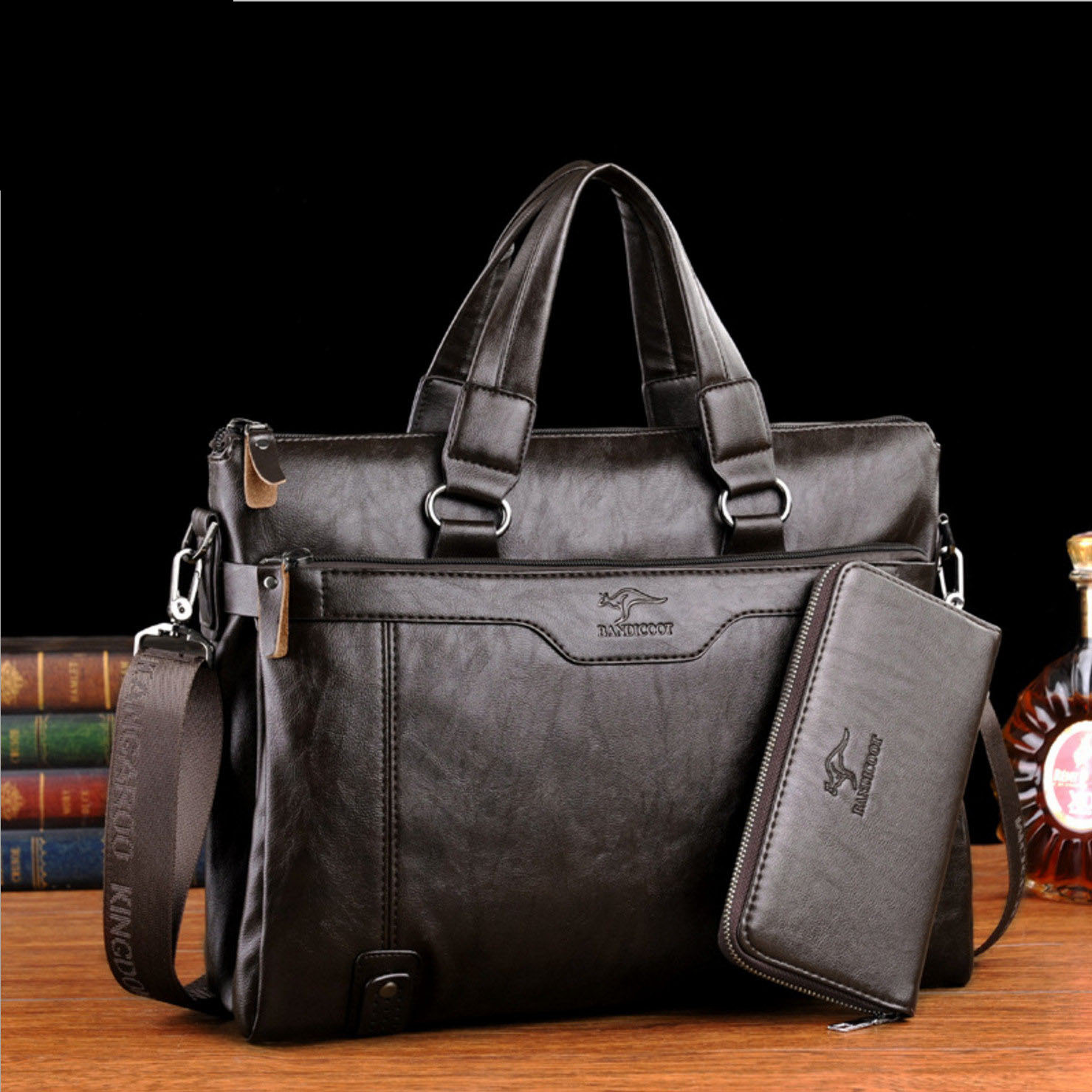 Men's 15In Computer Male Leather Briefcase Men Shoulder Laptop Bag Office Casual Sacoche A Case For Documents