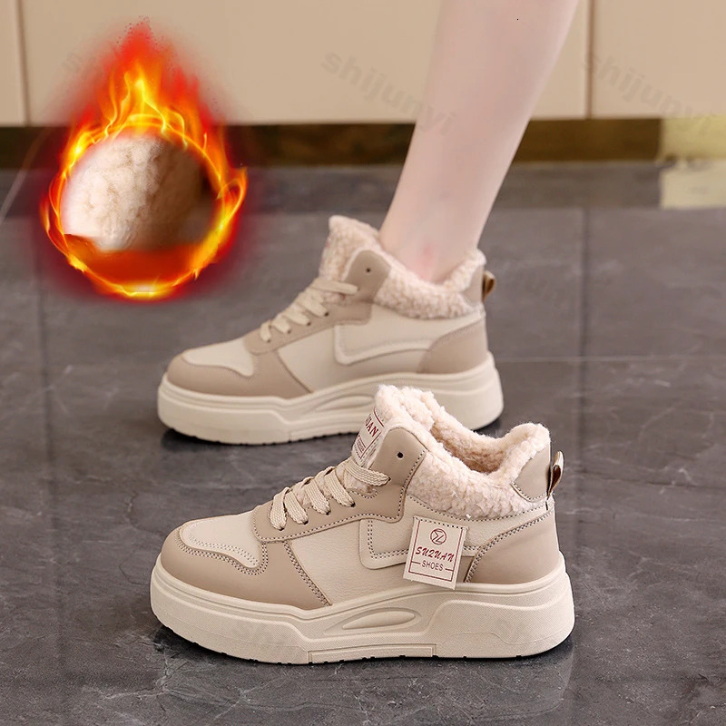2025 new winter sports boots women's cotton shoes 2025 new lace up designer women's thick soled shoes casual high top sports shoes