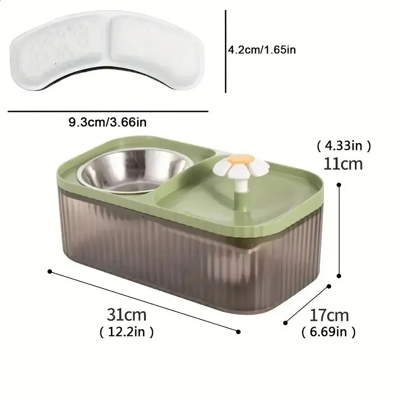 Automatic Cat Water Fountain With Stainless Steel Food Bowl Elevated Cat Feeder And Water Feeder For Indoor Cats