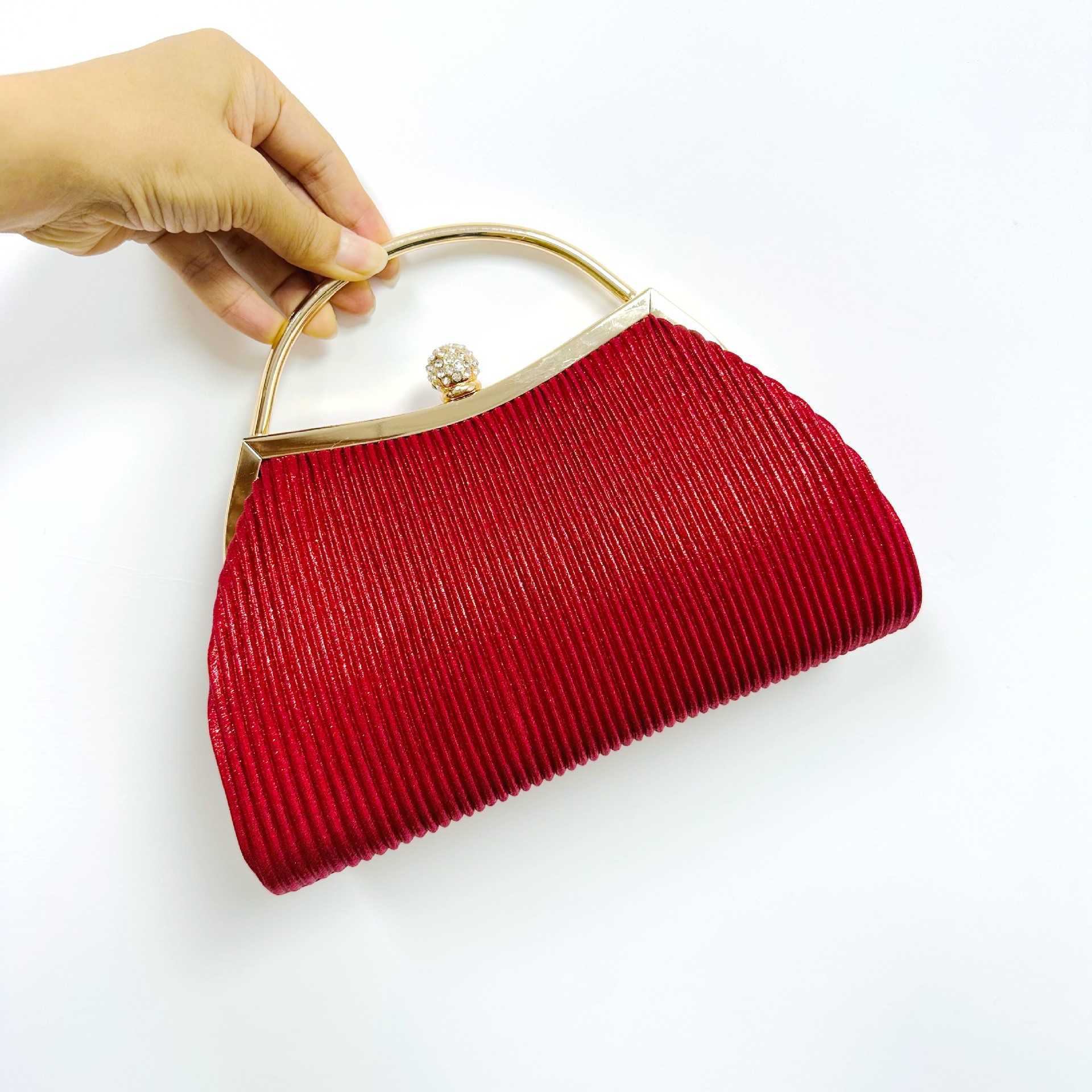 Clutch Bag Evening Bag Banquet Bag Diamond Dress Bag Pleated Handbag Cheongsam Dinner Bag Ktv Celebrity Handbag 240920