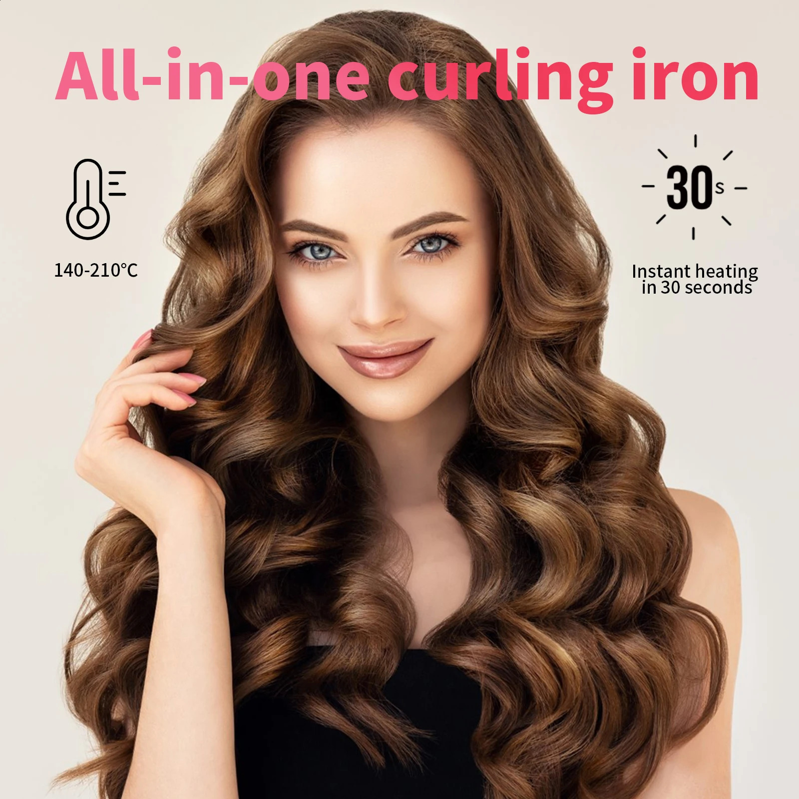 5 In 1 Iron Set With Brush And 4 Interchangeable Ceramic Curling Wand Instant Heat Up Dual Voltage Hair Curler 241223