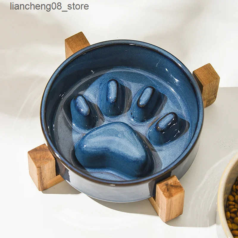 Dog Bowls Dishes New Slow Food Bowl Ceramic Food Bowl for Dogs and Cats Slow Food Bowl Pet Supplies Anti Knock Anti Choke Feeder Dog Accessories L2409