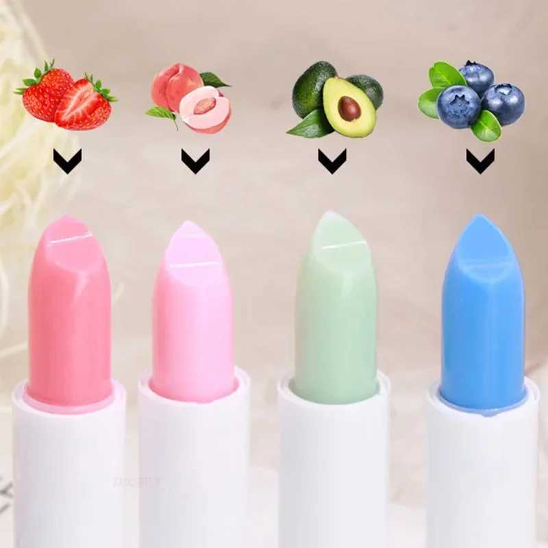 Fruit Lip Balm Temperature Change Color Tinted Lipstick Strawberry Peach Moisturizing Lasting Waterproof Lip Primer Cream MakeupXJ241223