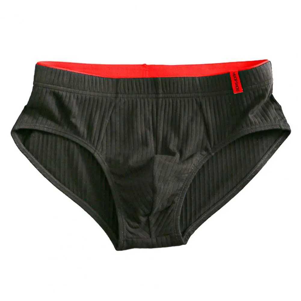 Mens mid waist elastic soft breathable anti-corrosion U-shaped conveyor striped solid color casual mens underwear W241223