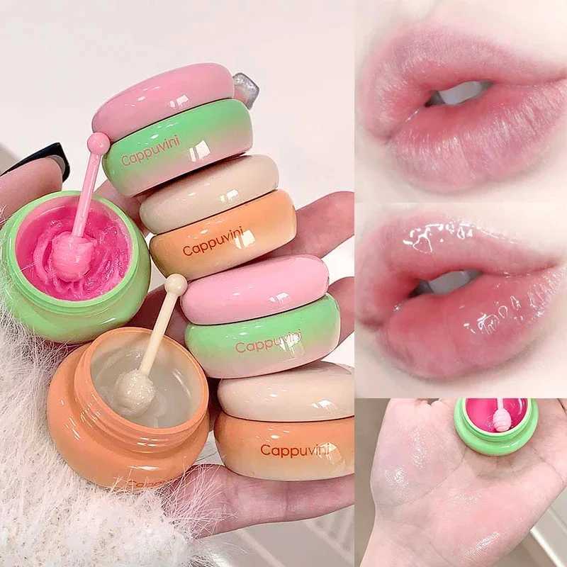 Cappuvini 1/2Pcs Fruit Lip Mask Moisturizing Hydrating Non-Sticky Clear Strawberry Solid Lip Balm Jelly Gloss Makeup Lips CareXJ241223