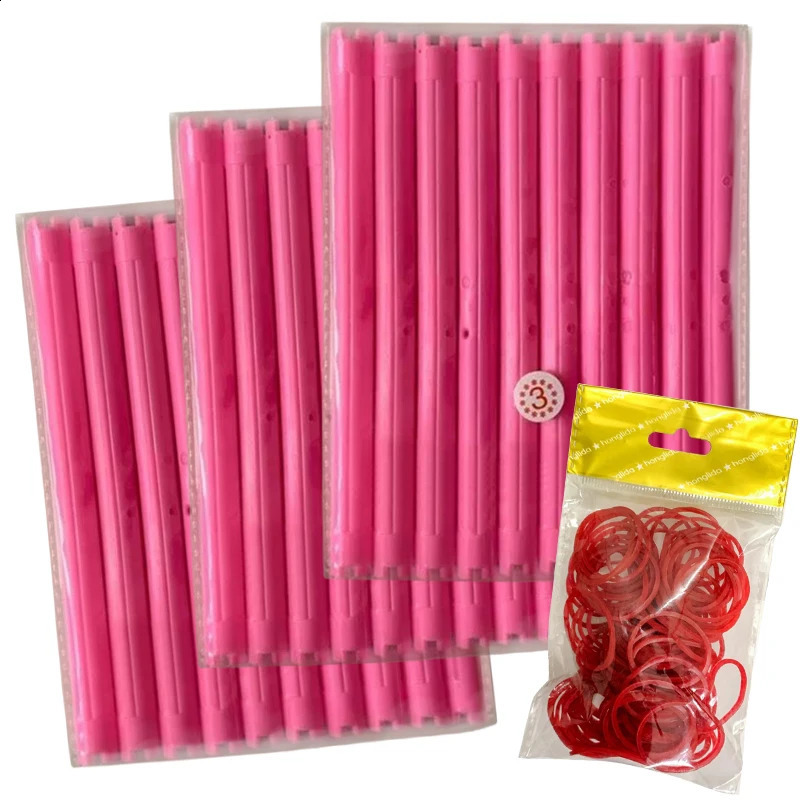 30pcs/set 16.5cm Length Hollow Cold Perm Rods with Rubberbands Extra Long Curler Bars Heatless Rollers Hairdresser Tools 1903 241220