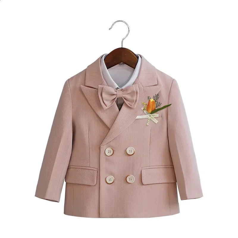 Boys Birthday Blazer Set Spring Toddler School Uniform Outfits Green Handsome Flower Child Wedding Costume 2 3 4 6 8 Years 241223