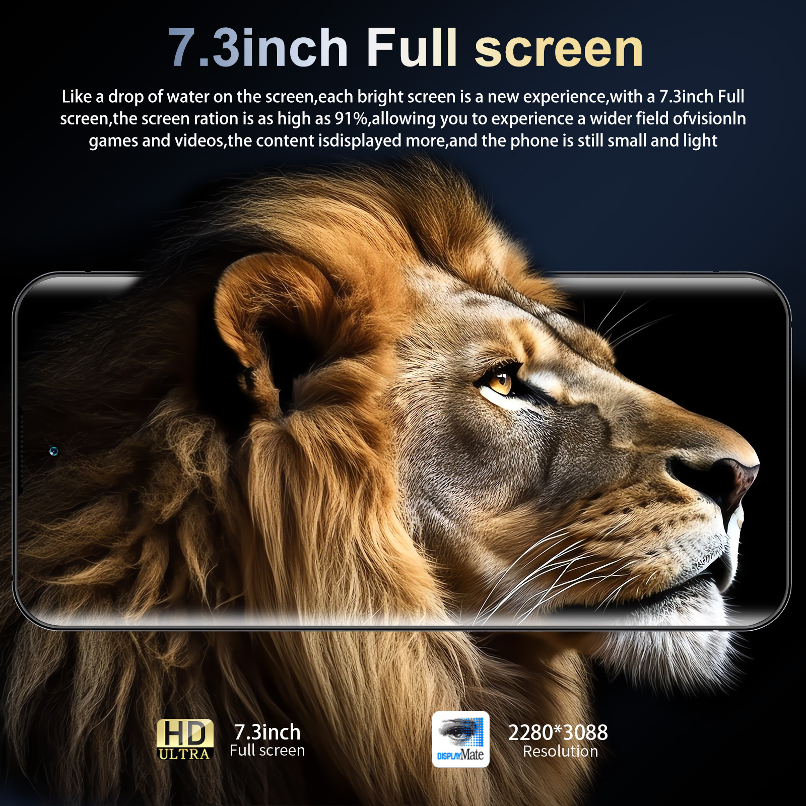 Hot 40 Pro 5G Phone 7.3 inch HD Screen Android 13, Qualcomm 8 Gen 2 CPU,16GB+1TB Cell Phone,64MP+100MP Camera Pixels, 8000mAh Battery, 5G Dual SIM Car