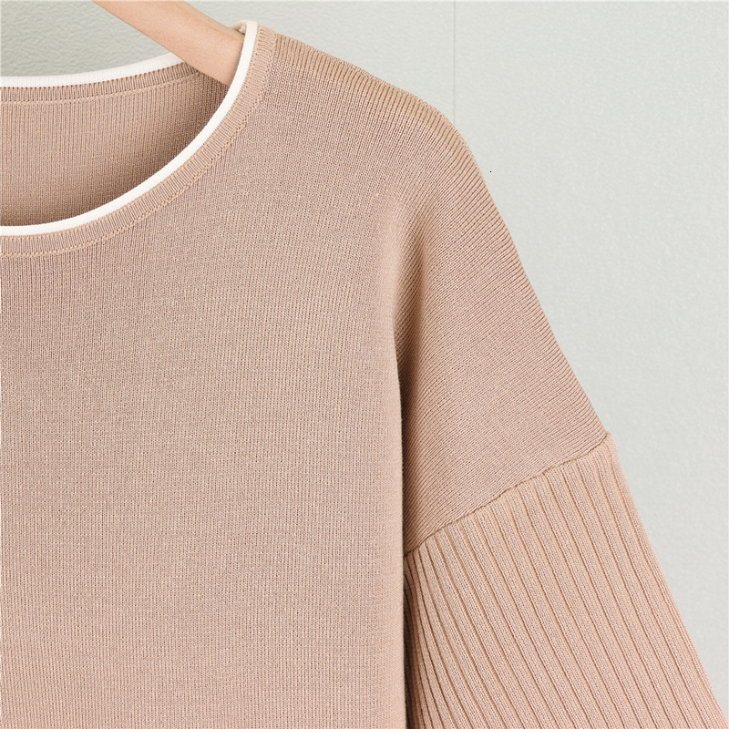 Women Pullovers Pant Set Casual Sweater Suits Knitted Loose Elegance Long Sleeve Tops Autumn Winter Elastic