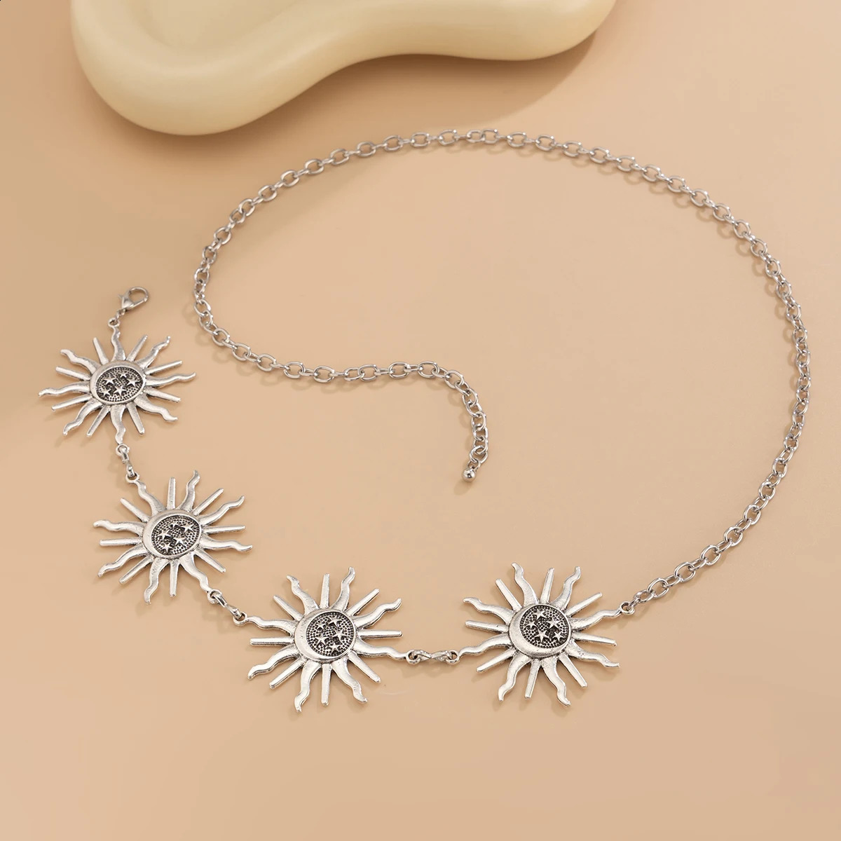 SHIXIN Vintage Sun Star Moon Adjustable Y2K Belt Silver Color Metal Belly Waist Chain for Women Hip Hop Dress Skirt Waistband 241220