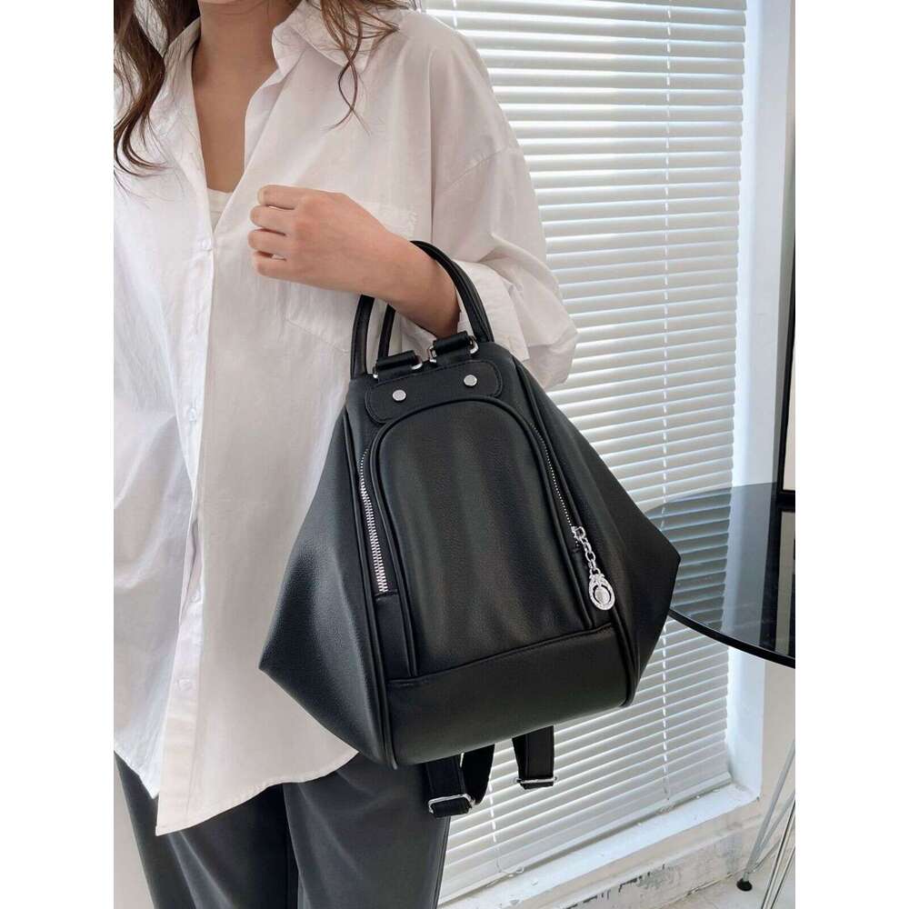 Women's Bags Handbag Casual Soft Leather Women Backpacks Fashion Solid Color Zipper Design Student Schoolbags Portable Travel Backpack