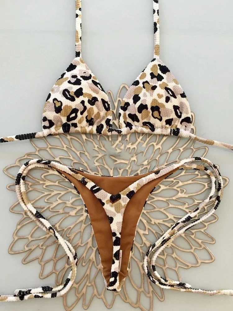 Sexy Swimsuit Women Cute Cherry Print Beachwear Lace Up Bikinis Set Summer Two-pieces Swimwear Female Bathing Suit BiquinisXJ241223