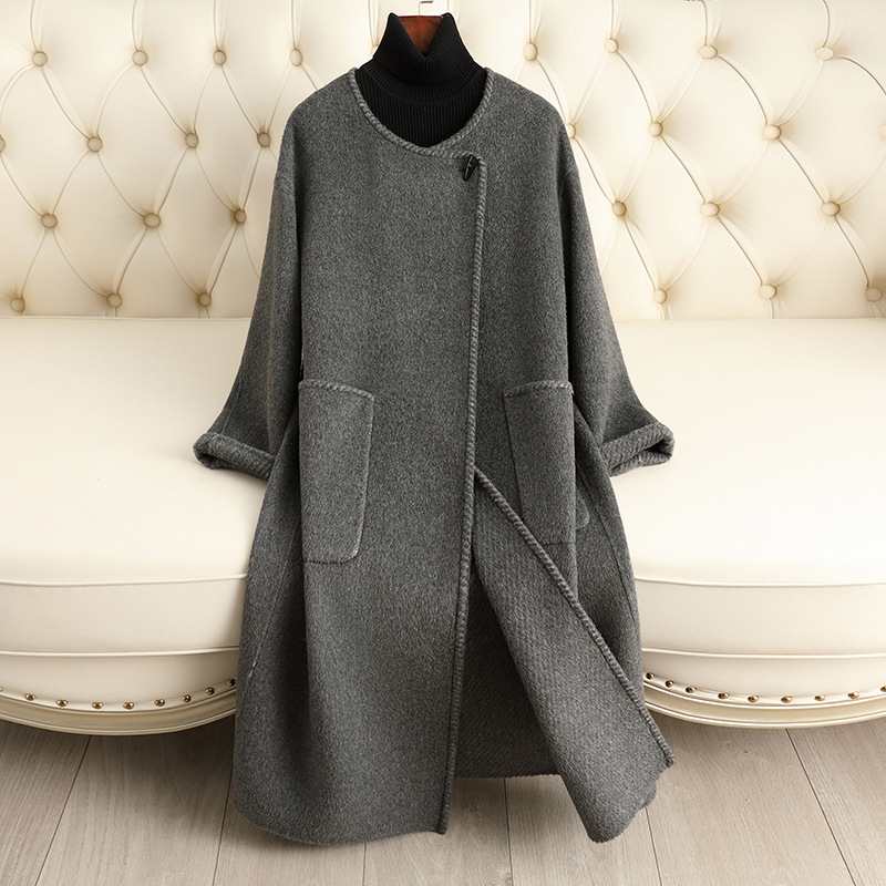 D5034 Winter new high-end atmosphere pure handmade wool coat for women