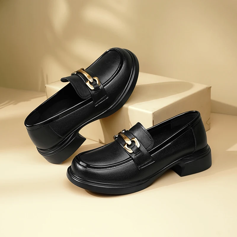 AIYUQI Loafers Women Genuine Leather Spring Shoes Women Casual British Style Slip-on Ladies Shoes
