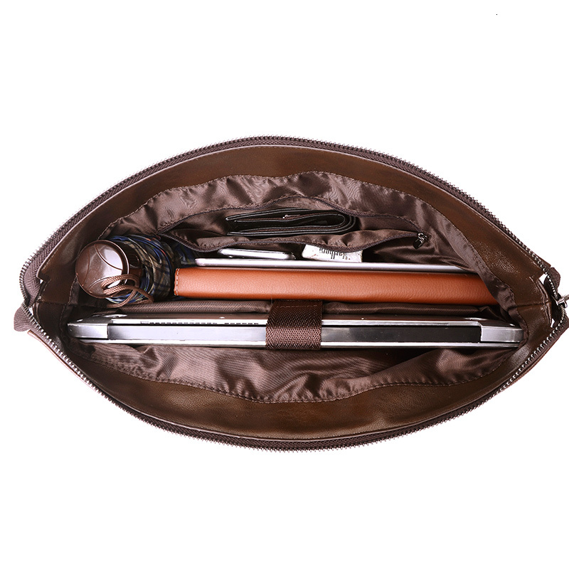 Men's 15In Computer Male Leather Briefcase Men Shoulder Laptop Bag Office Casual Sacoche A Case For Documents
