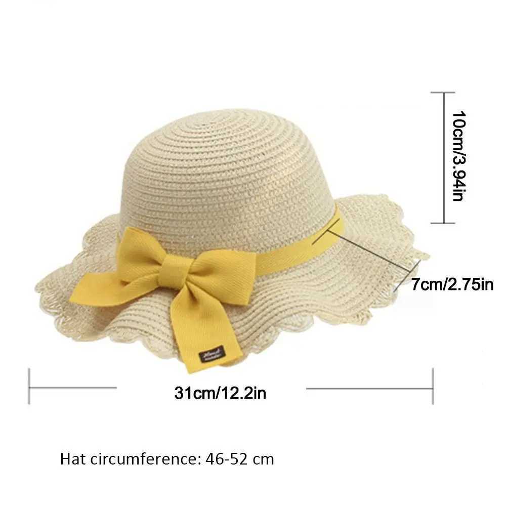 Caps Hats Summer Sunscreen Cap Kids Boys Girls Fisherman Hat Wide Brim Buckets Hat Outdoor Sun Hat Bow Stutters Mark Tunes Hat H241223