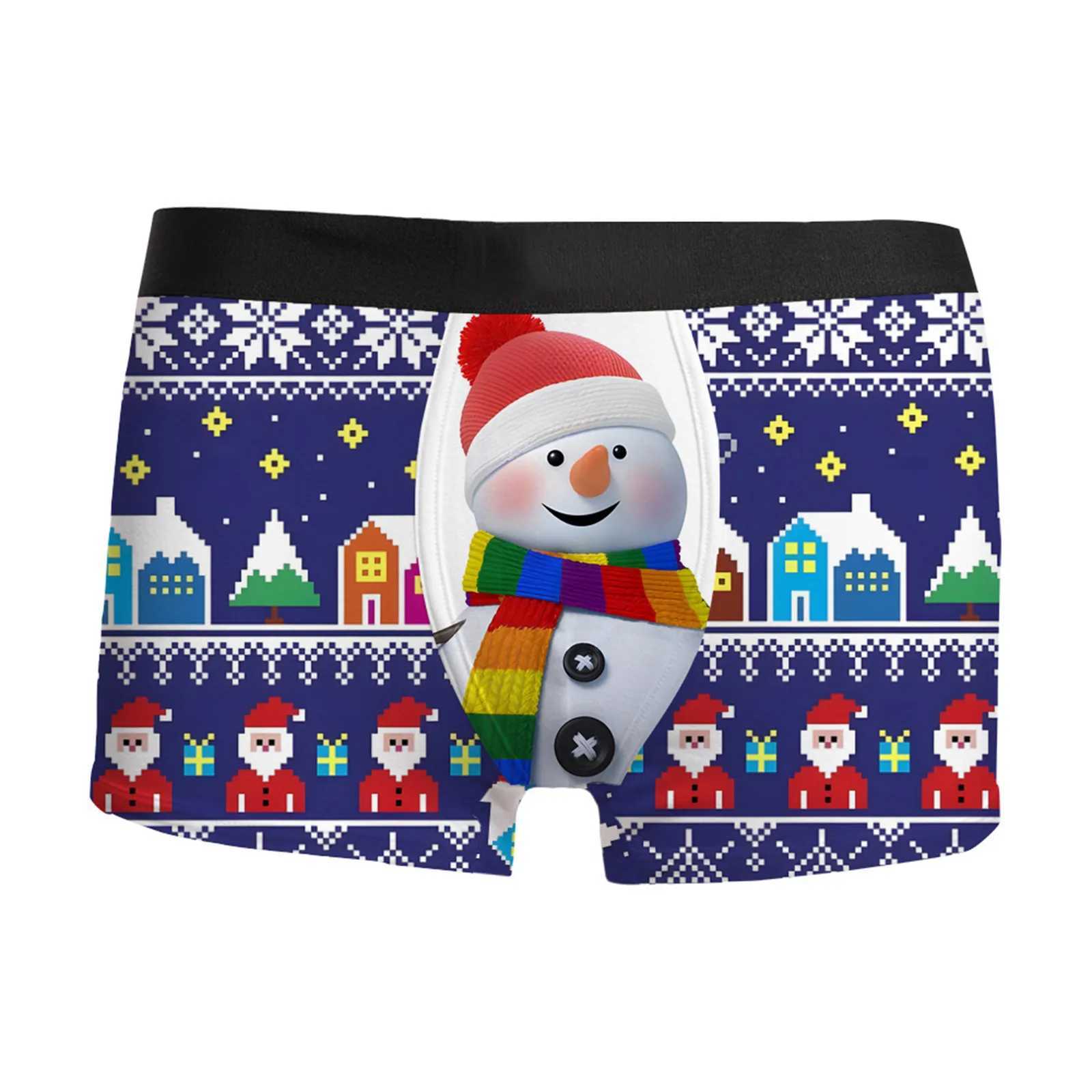 Funny Christmas Shorts Boxer Men 3D Deer Printed Breathable Seamless Boyshort Fashion Sexy Underwear Mens Box Slices W241223