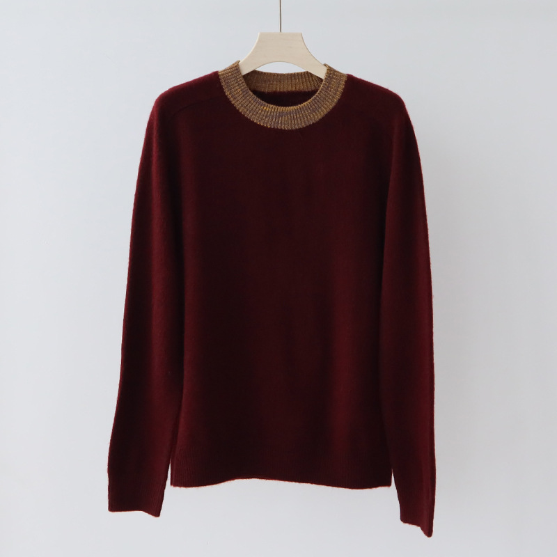 bstb01 Chic Ladies' Knitted Sweater for Autumn - Comfortable Round Neck, Loose Fit Woolen Top