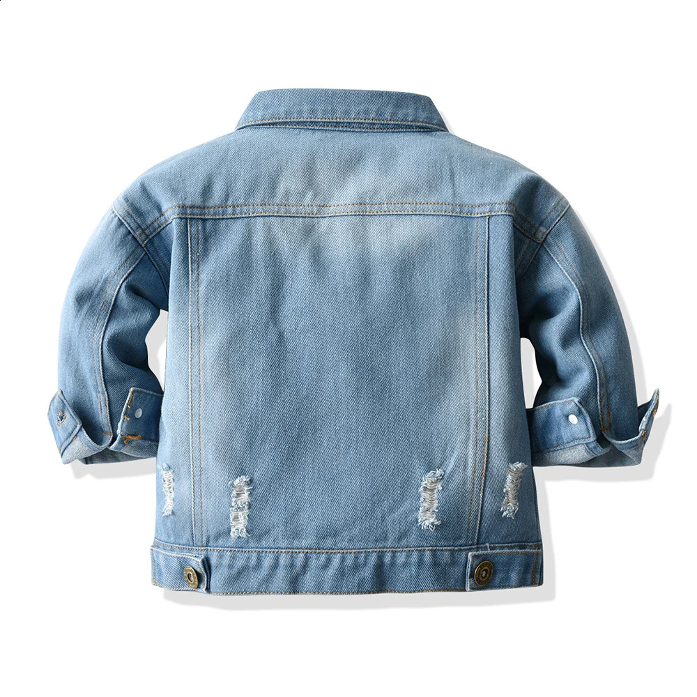 top and top Fall Winter Children Girls Boys Tops Clothes Denim Hole Long Sleeves Tops Little Child Outfits Kids Warm Coat 241223