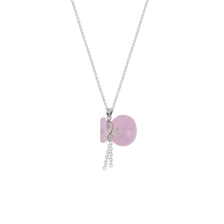 Elegant Fashion Bow Decorative Pendant Real 925 Sterling Silver Women Necklace 241220