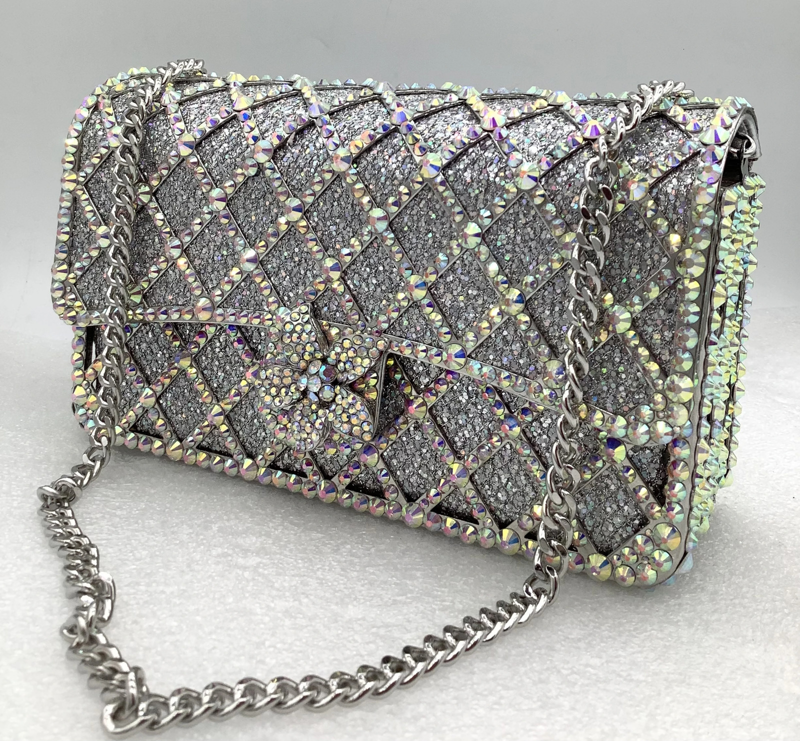 XIYUAN Women FushiaBlueSilverGreen Jewels Long Chain Messenger Bags Party Wedding Diamonds Handbags Gems Shoulder Bag Bridal 241213