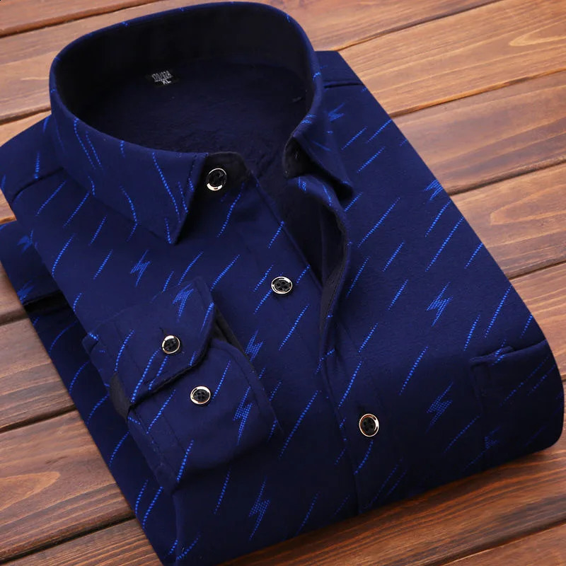 Autumn/Winter Fashion Plaid Shirt Mens Casual Relaxed Comfortable Plus Fleece Thick Warm High Quality Long Sleeve Shirt 241223