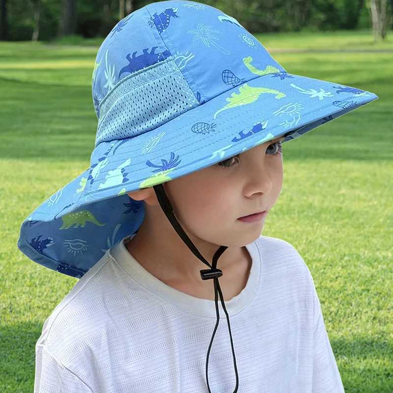 Caps Hats 2024 Summer Baby Hats Shawls Quick Dry Printing Boys Girls Fishermans Hats Childrens Beach Travel Accessories H241223