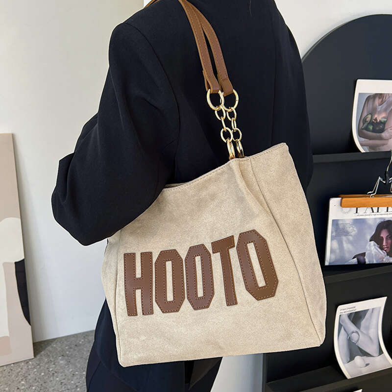 Single Shoulder Canvas College Students In Class, Large Capacity New Spring Commuting Tote Bag For Women