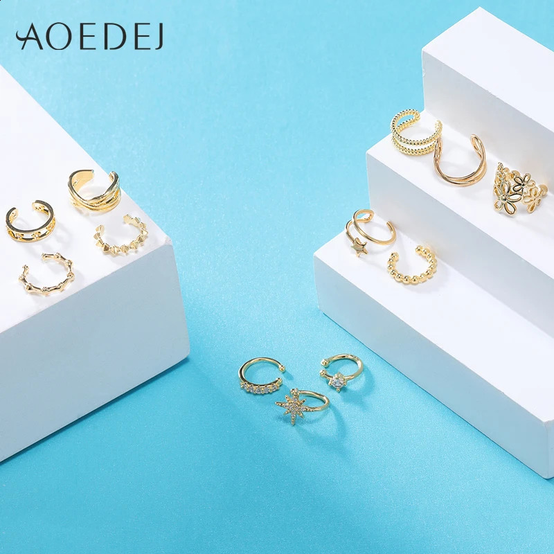 AOEDEJ 12 PCS/lot Gold Color Clip Earrings Punk Hip Hop Earrings for Men Women Gothic No Piercing Earrings Cartilag Jewelry 241220