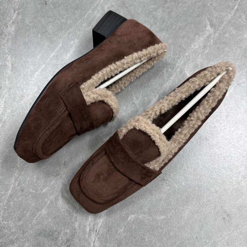 Mao New Style With Added Velvet Bean For Women, Soft Top, Anti Slip Sole, Warm Single Shoe, Thick Heel, Grandma Shoes