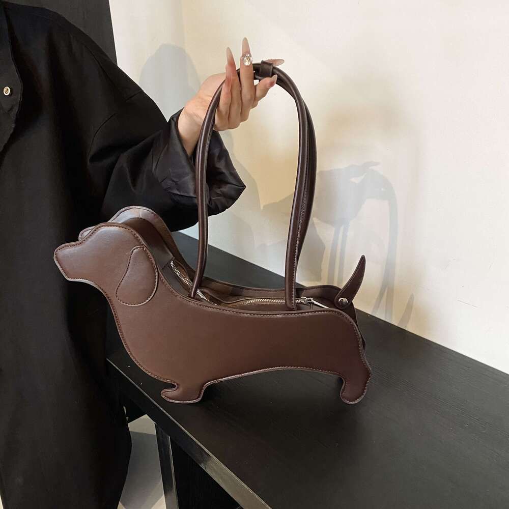 Women's Bags Handbag INS Three-Dimensional Dahund Shoulder Pu Fabric Retro Handbag Korean Minority Design Underarm Bag