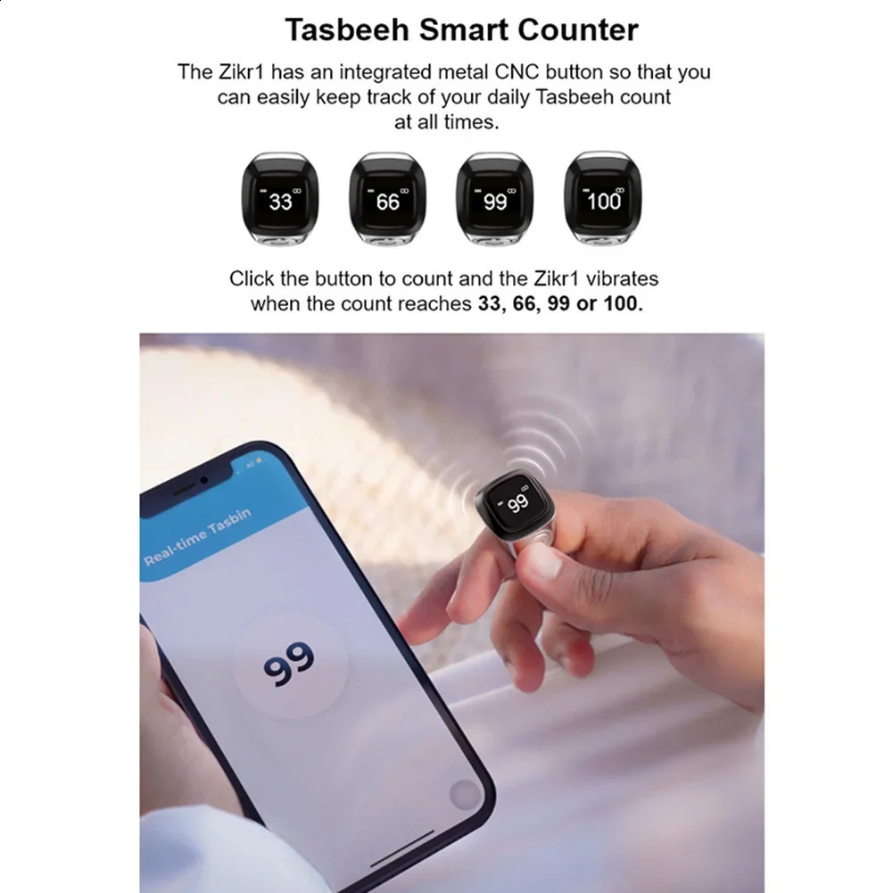 Smart Tally Counter for Muslims Zikr Ring Digital Tasbih Counter 5 Prayer Time Reminder Tasbeeh Counters Islamic Muslim Eid Gift 241220