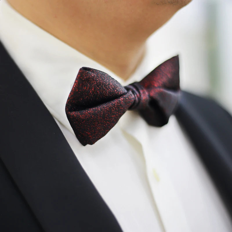 Sparkling Color Change Wedding Groom Mens Gift Box Set Mens Deep Burgundy Bow Tie 241220