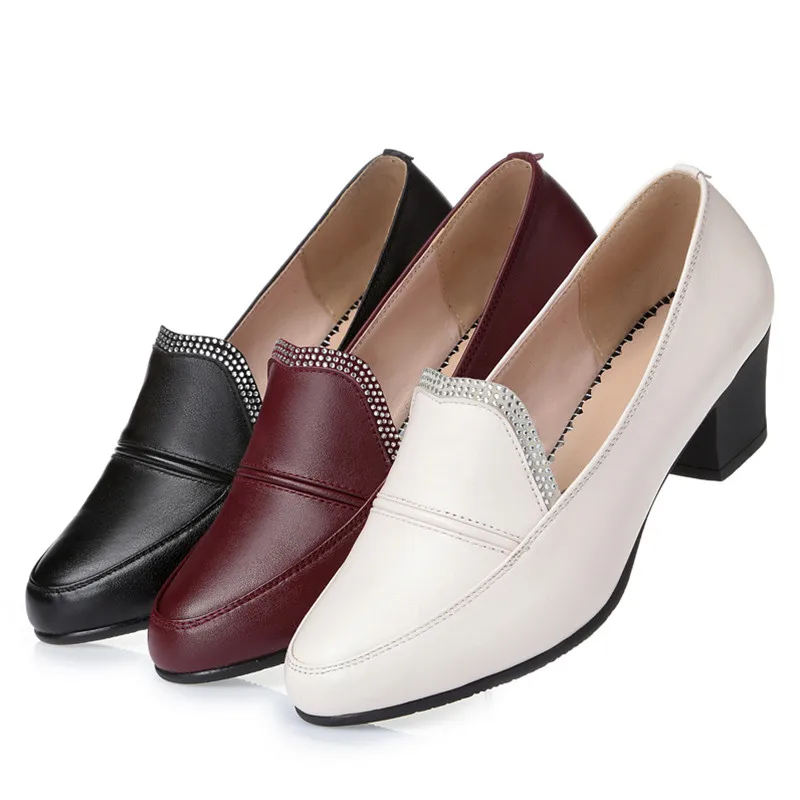 AIYUQI Genuine Leather Woman Shoes Spring Fashon Shoes Soft Office Shoes Sapato Feminino Casual Sapatos Square Heel Fashion
